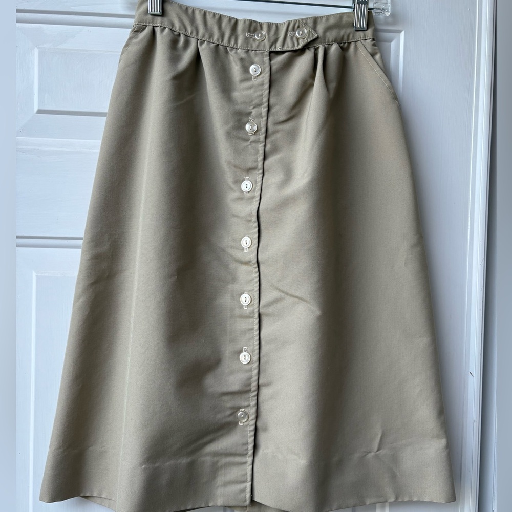 1970’s vintage union made in USA  Button-Down khaki Skirt a-line pockets s/xs